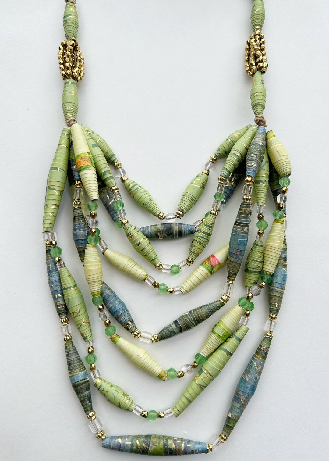 Lucy Gemstone Beaded Multi Charm Necklace Base Lime Green main image 1