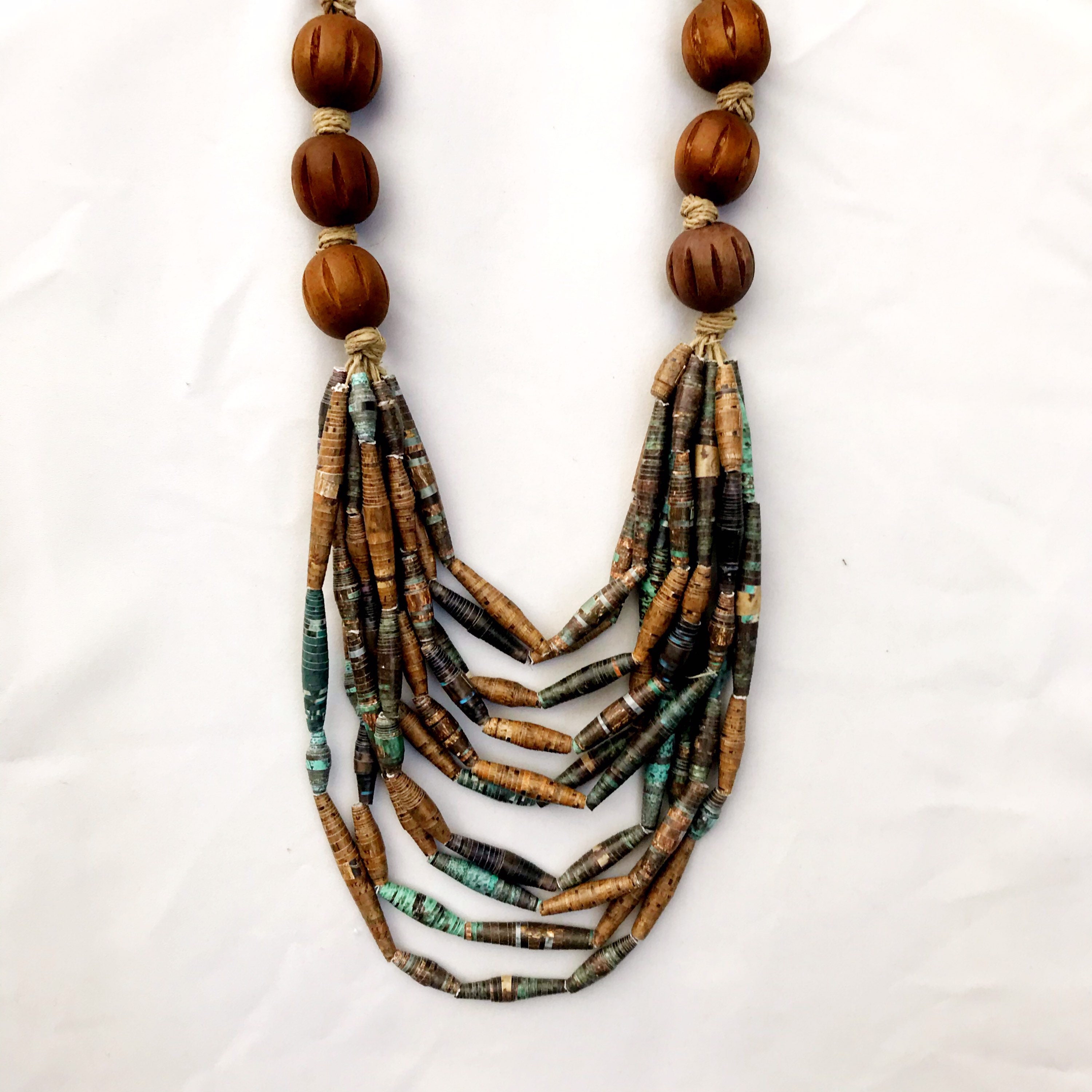 Brown and Teal Mixed Bead Layering Necklace Chunky - Etsy