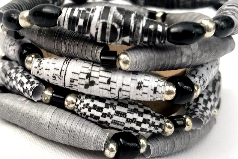 handmade paper bead bracelet set
