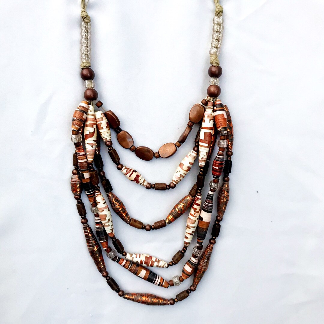 Bronze Mixed Bead Statement Necklace 6 Strand Chunky Necklace - Etsy