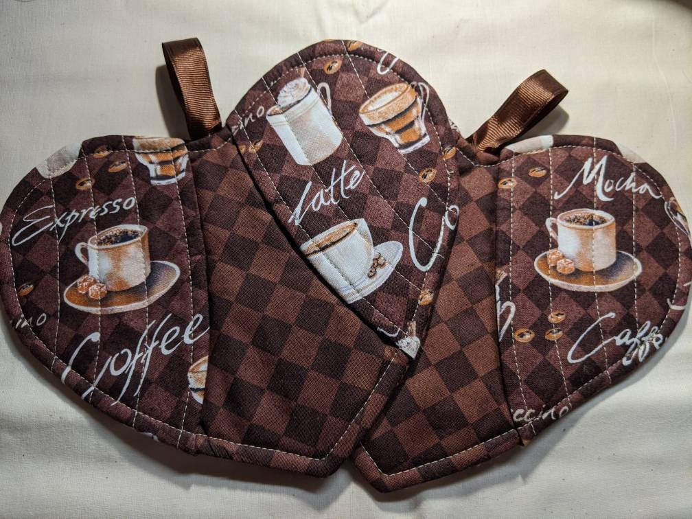  Kitchen Tools Coffee Oven Mitts Pot Holder Set Hearts