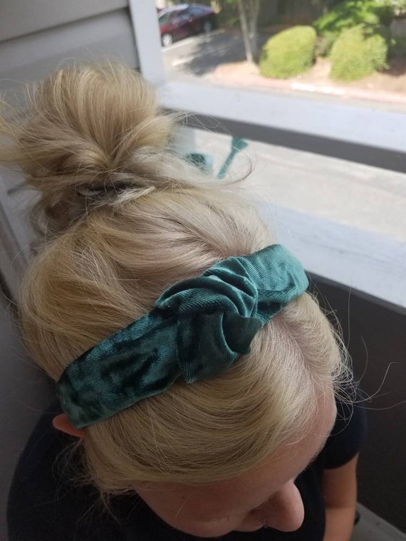 Green Velvet Knotted Headband - Etsy