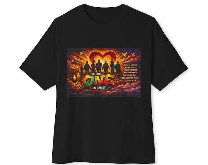 We Are One Silhouette Heart sunset T-Shirt | Unity graphic tee