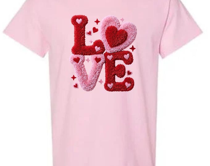 Love Hearts Cross stitch Valentine's Shirt