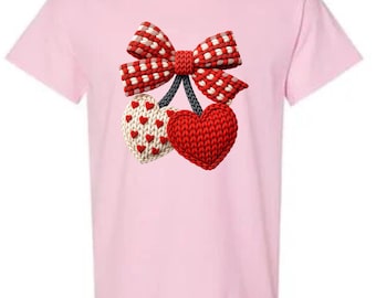Love Hearts and Bow Cross Stitch Valentine's Shirt