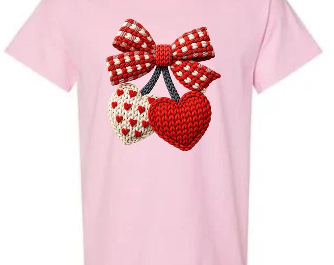 Love Hearts and Bow Cross Stitch Valentine's Shirt