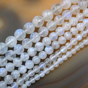 Natural White Moonstone Gemstone Round Loose Beads 15.5"