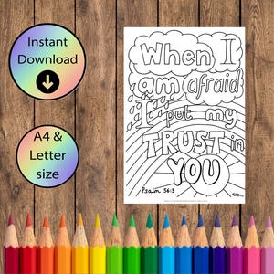 Christian Coloring Sheet – Psalm 56:3 Trust in You (Digital Download)