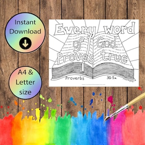 Bible Verse Coloring Page - Proverbs 30:5 Hand Drawn (Digital Download)