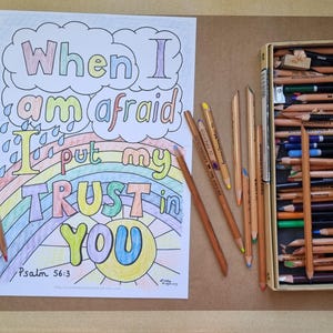 Quand j'ai peur - Coloriage chrétien « Aie confiance en toi » – Psaume 56:3 - La confiance (Téléchargement numérique) Ressource pour l'école du dimanche image 3