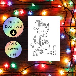 Christmas Coloring Page: Joy to the World Bible Verse (A4 & Letter PDF Downloadable Sheet