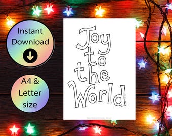 Christmas Coloring Page: Joy to the World Bible Verse (A4 & Letter PDF Downloadable Sheet