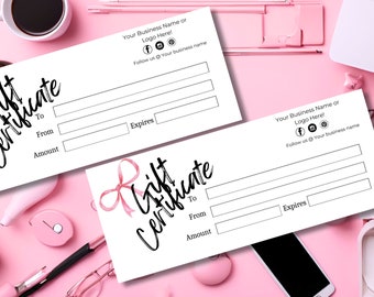 Gift Certificate Template, Editable Gift Certificate for Small Business ...