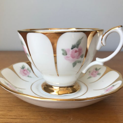 Rose Butterfly Bone China Tea Cup and Saucer Set With Hand Etsy