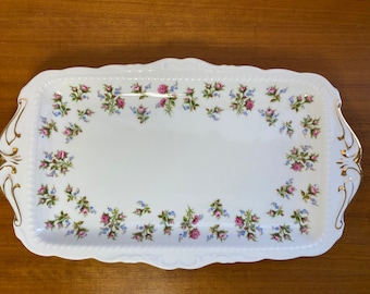 Plateau en porcelaine royale Albert Winsome, plateau à sandwich long rectangle, plat de service en porcelaine tendre rose rose