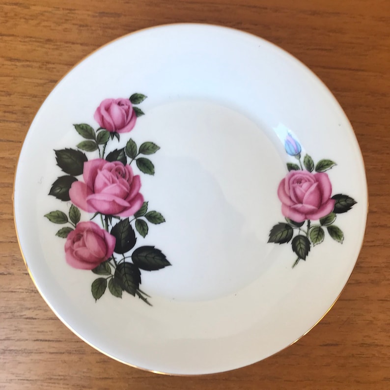 Mismatched Plate Set Bone China Bread and Butter Dishes Rose Side Plates