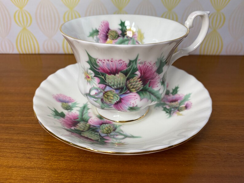 Royal Albert Summertime Series Bone China Tea Cup and Saucer, Purple Pink Thistle Teacup and Saucer image 10