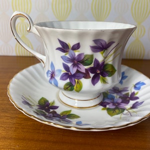 Grosvenor Jackson & Gosling Ltd China Tea Cup and Saucer, My Fair Lady Purple Violets Pattern Teacup Duo image 3