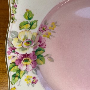 Royal Winton Apple Blossom Ceramic Plate, Pink White and Yellow Blossoms Wall Plate image 3