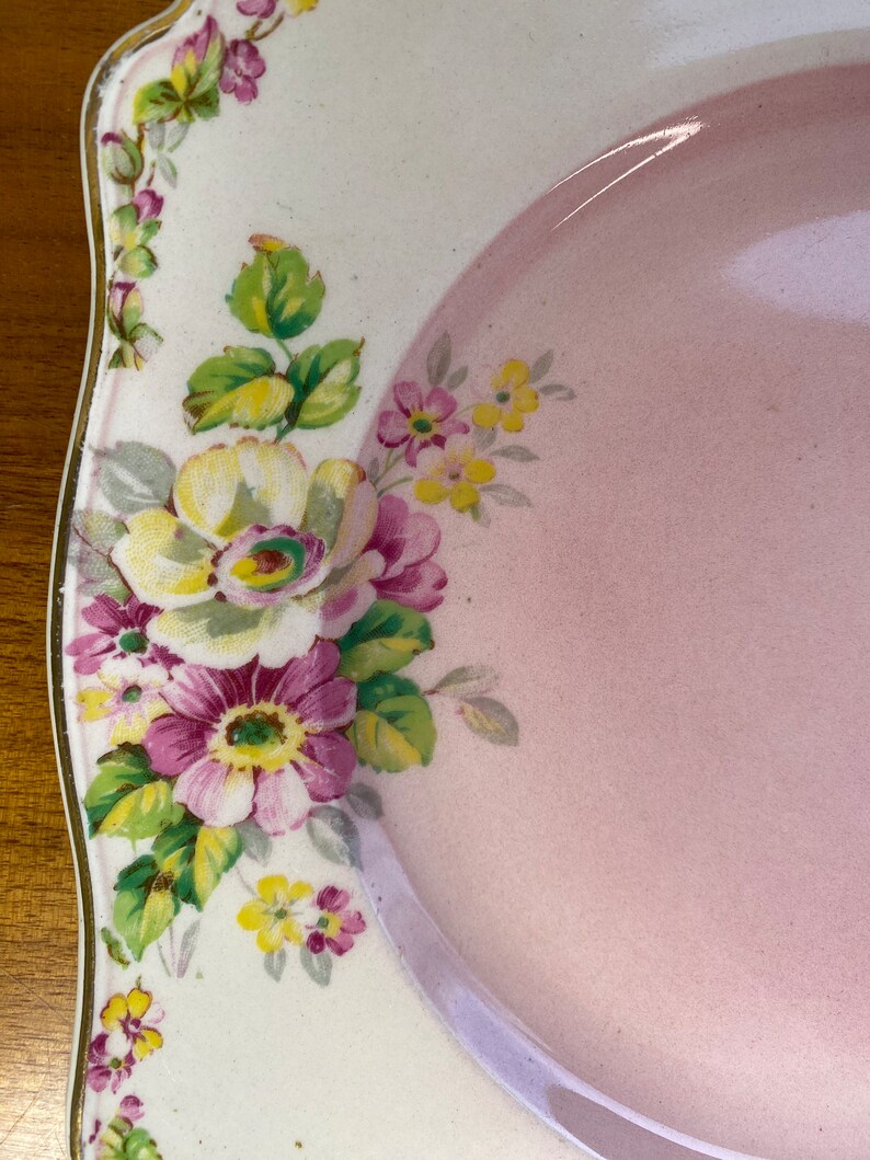 Royal Winton Apple Blossom Ceramic Plate, Pink White and Yellow Blossoms Wall Plate image 3