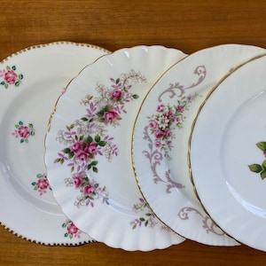 Bone China Plates, Mismatched Pink Rose Bread and Butter Plates, Side Plates, Royal Albert, Northumbria, Paragon, Royal Stafford image 1