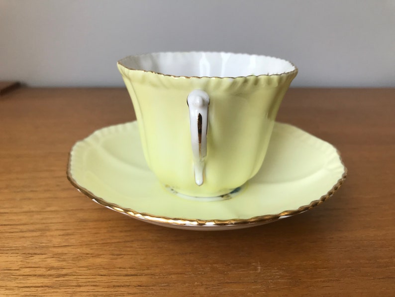 Royal Grafton Yellow Teacup and Saucer, Floral English Tea Cup and Saucer image 9