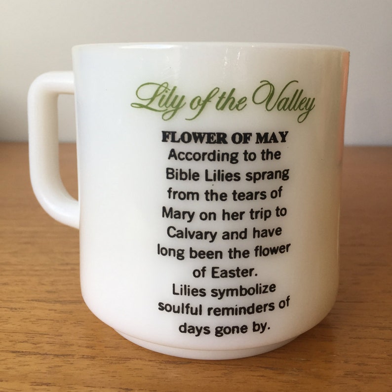 Vintage Milk Glass Cup Flower of the Month May Etsy