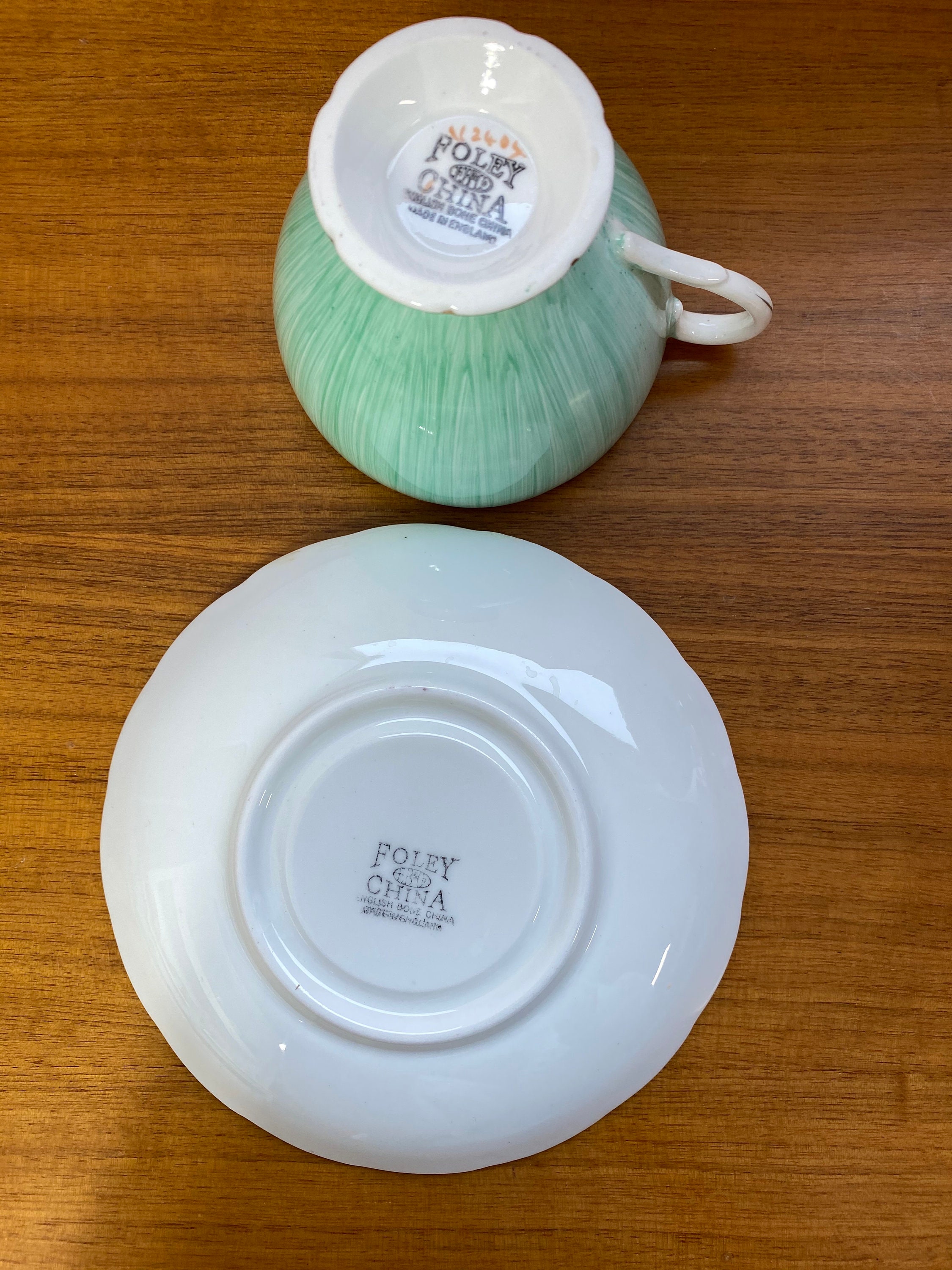 英国 フォリー Foley E Brain & Co 金彩美模様青白 1906年頃
