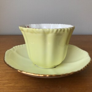 Royal Grafton Yellow Teacup and Saucer, Floral English Tea Cup and Saucer image 7
