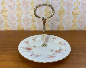 Royal Albert Peach Rose Tray, Small Dessert Tray with Handle