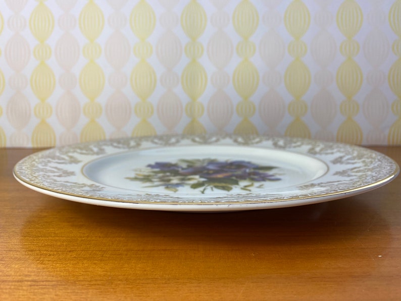 Harleigh China Plate, Large Purple Pansy Decorative Wall Plate, English Bone China image 3