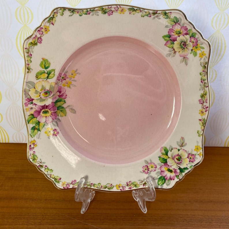 Royal Winton Apple Blossom Ceramic Plate, Pink White and Yellow Blossoms Wall Plate image 10