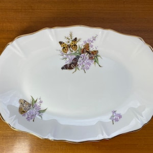 Royal Grafton China Tray, Butterflies and Purple Lilacs Serving Tray image 1