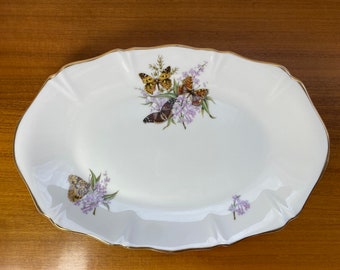 Royal Grafton China Tray, Butterflies and Purple Lilacs Serving Tray