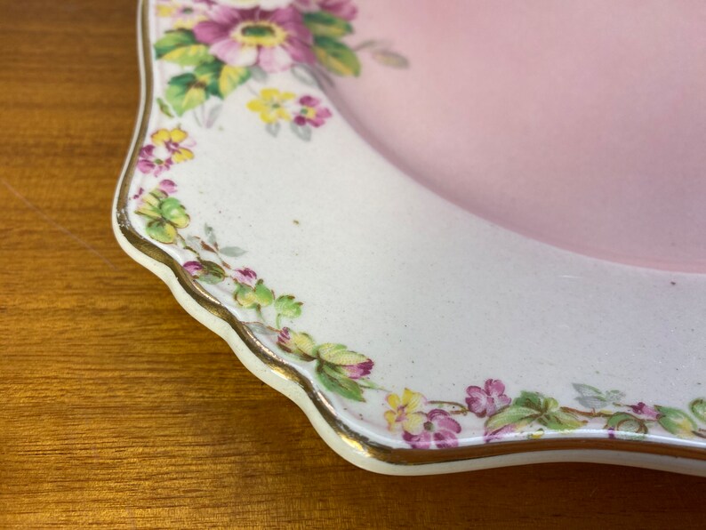 Royal Winton Apple Blossom Ceramic Plate, Pink White and Yellow Blossoms Wall Plate image 5