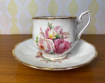 Pink Rose Royal Albert Vintage Teacup and Saucer, Flower Tea Cup and Saucer, English Floral China, Garden Tea Party