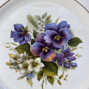 Harleigh China Plate, Large Purple Pansy Decorative Wall Plate, English Bone China image 5