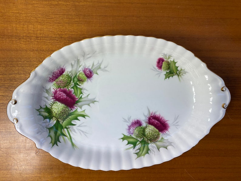 Royal Albert China Highland Thistle Cream and Sugar set with Regal Tray, Milk Pitcher and Sugar Bowl image 6