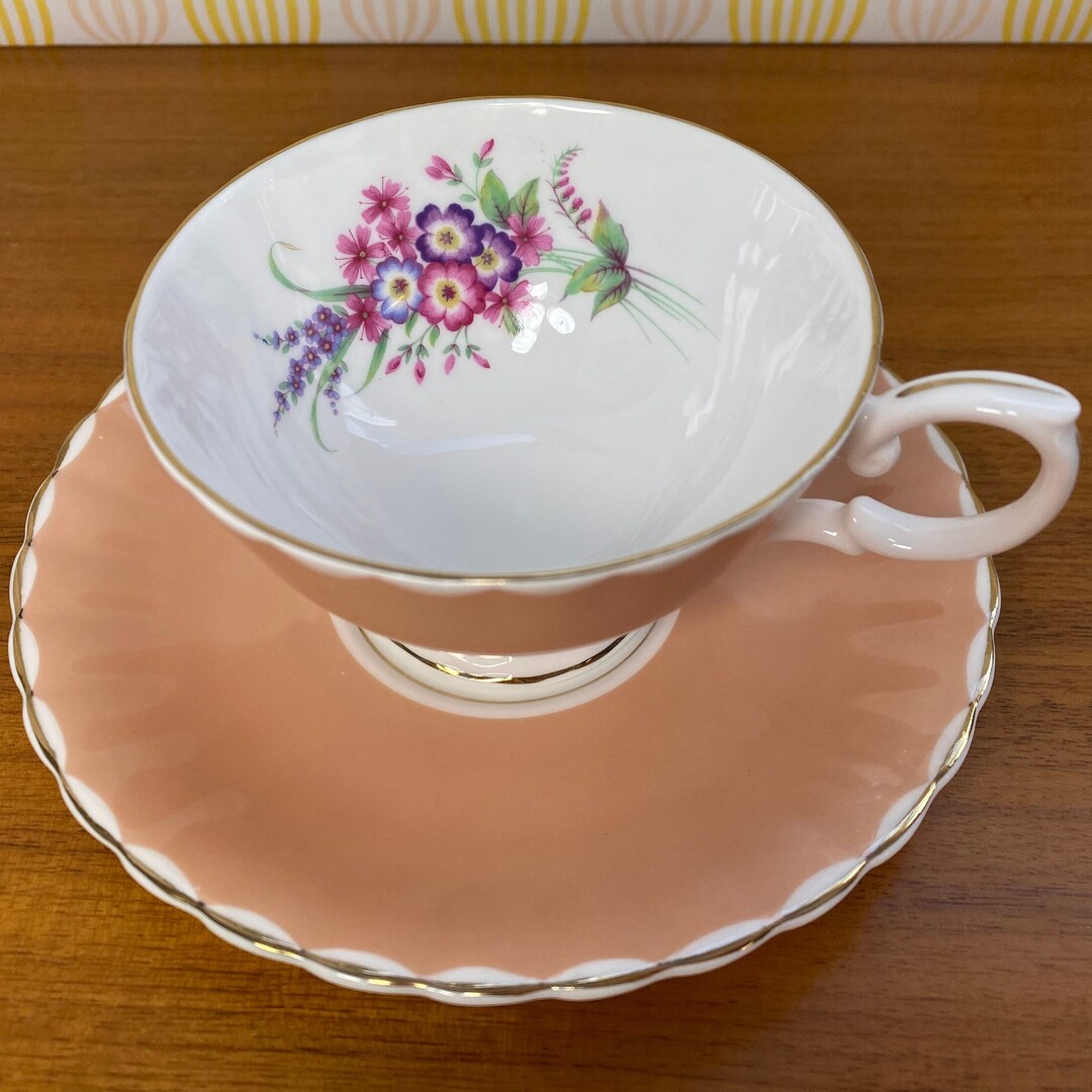 Susie Cooper China Teacup and Saucer, Peachy Beige Tea Cup and Saucer ...