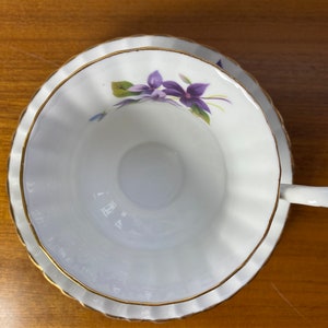 Grosvenor Jackson & Gosling Ltd China Tea Cup and Saucer, My Fair Lady Purple Violets Pattern Teacup Duo image 4