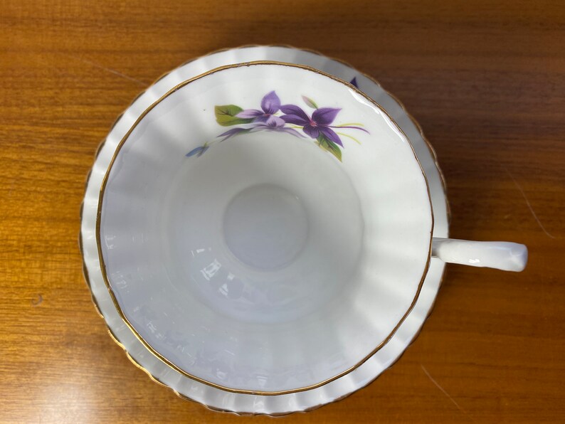 Grosvenor Jackson & Gosling Ltd China Tea Cup and Saucer, My Fair Lady Purple Violets Pattern Teacup Duo image 4