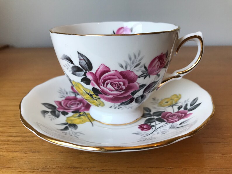 Floral China Tea Set Pink Yellow and Blue Flower Teacups and Etsy