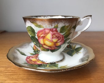 Royal Standard Harry Wheatcroft Roses Tea Cup and Saucer, Peace Autumn Roses Teacup and Saucer