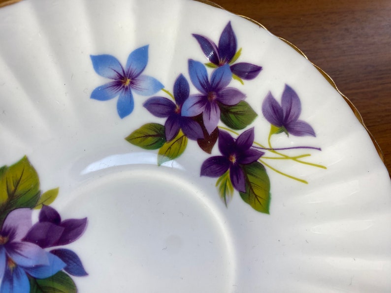 Grosvenor Jackson & Gosling Ltd China Tea Cup and Saucer, My Fair Lady Purple Violets Pattern Teacup Duo image 7