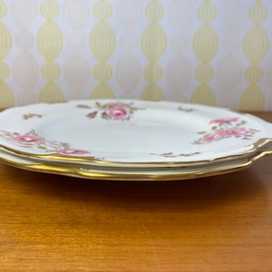 Royal Crown Derby Pinxton Roses China Plates, Pink Roses and Gold Leaf Salad Plates image 4