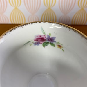 Elizabethan China Tea Cup and Saucer, Pink Roses and Purple Daisies Teacup and Saucer, Floral Footed Bone China image 5