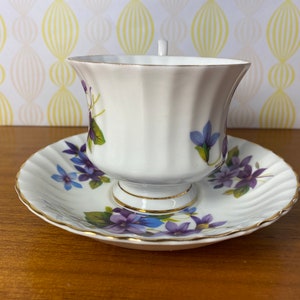 Grosvenor Jackson & Gosling Ltd China Tea Cup and Saucer, My Fair Lady Purple Violets Pattern Teacup Duo image 2