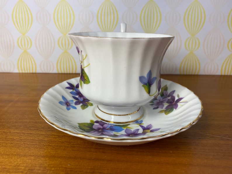 Grosvenor Jackson & Gosling Ltd China Tea Cup and Saucer, My Fair Lady Purple Violets Pattern Teacup Duo image 2