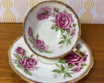 Royal Standard "Orleans Rose" Vintage Teacup and Saucer, Pink Rose Flower Tea Cup and Saucer, English Floral Bone China, Clearance