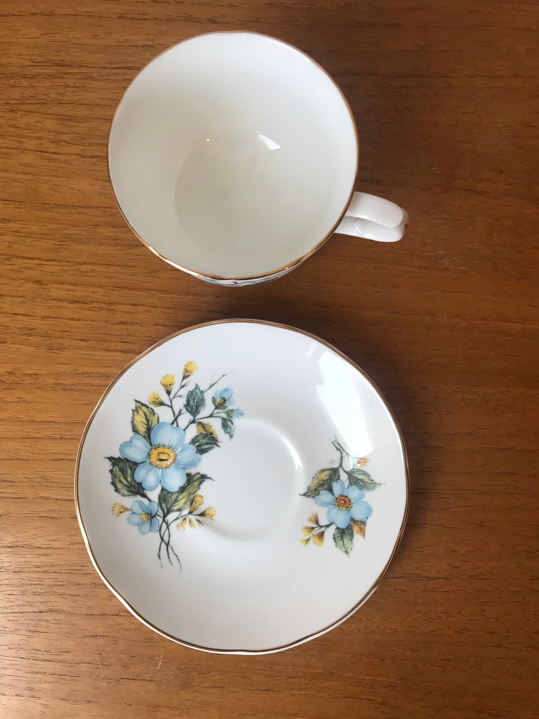 Sadler Tea Cup and Saucer Blue and Yellow Flower Teacup and Etsy